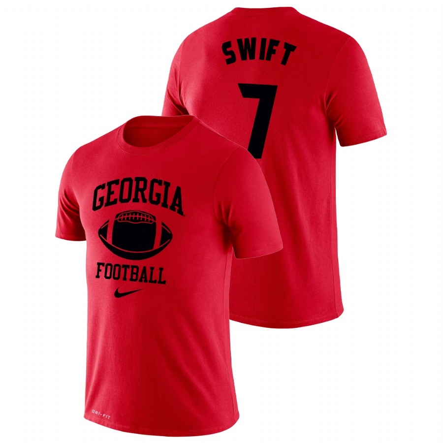 Georgia Bulldogs Men's NCAA D'Andre Swift #7 Red Retro Legend Performance College Football T-Shirt AQL4649FW
